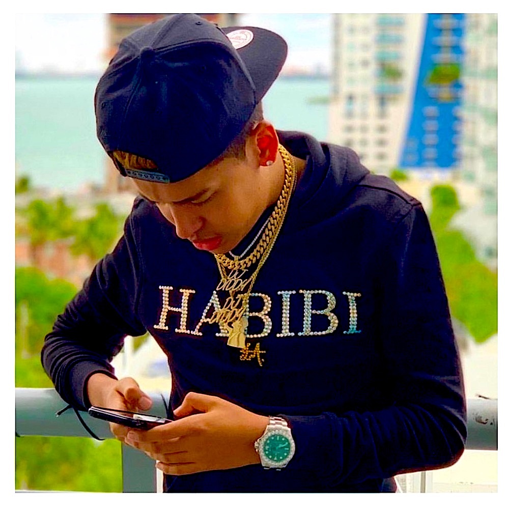 Classic Black Habibi Hoodie with Crystals